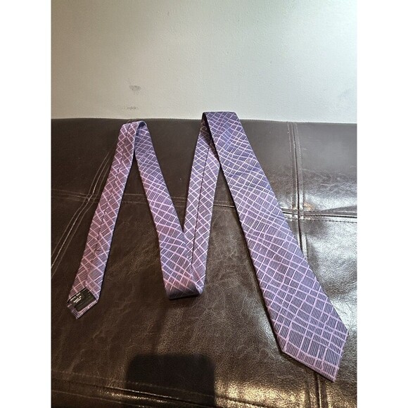 ALFANI LAVENDER GEO PRINT 3 INCH MEN’S NECK TIE 100% SILK - Picture 1 of 7